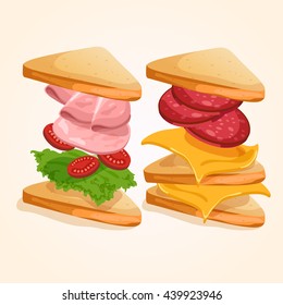 Sandwich Isolated Set : Vector Illustration