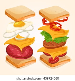 Sandwich Isolated Set : Vector Illustration