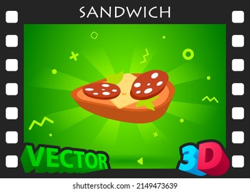 Sandwich isometric design icon. Vector web illustration. 3d colorful concept