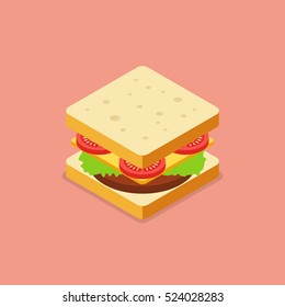 Sandwich Isometric Style. Vector Illustration