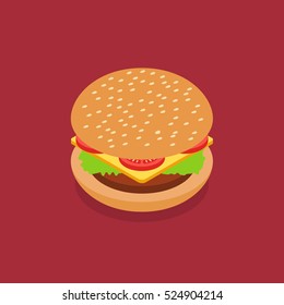Sandwich isometric style. Vector illustration