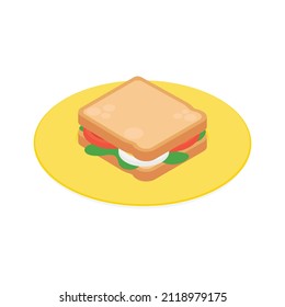 Sandwich - Isometric vector illustration in flat design.
