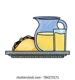 sandwich and jar juice   vector illustration