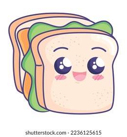 sandwich kawaii fast food icon