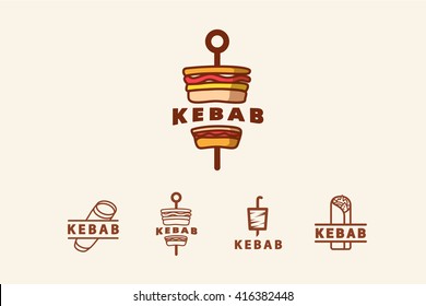 Sandwich Kebab. Logo Flat 