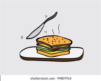 sandwich and knife
