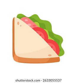 A sandwich with lettuce, tomato, and meat. Ideal for culinary projects