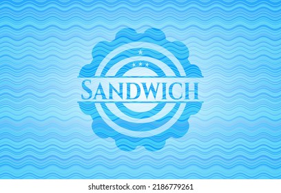 Sandwich Light Blue Water Wave Badge. Vector Illustration. Detailed. 