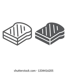 Sandwich line and glyph icon, food and bread, fast food sign, vector graphics, a linear pattern on a white background, eps 10.
