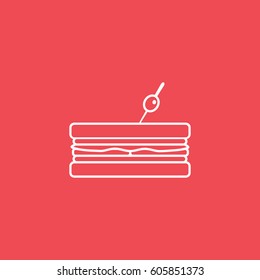 Sandwich Line Icon On Red Background