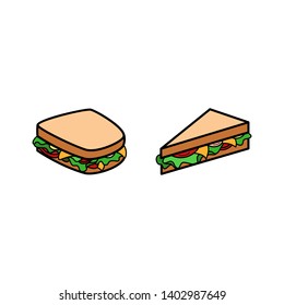 Sandwich line icon set. Fast food logo. White background.