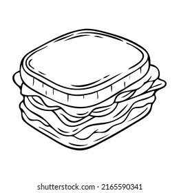 sandwich line vector illustration,isolated on white background,top view