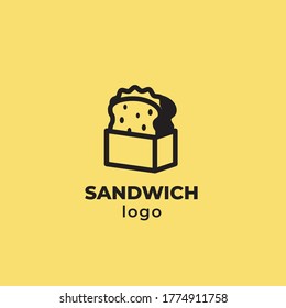 Diseño del logo de sandwich con estilo de arte de línea