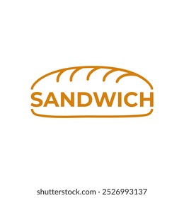 Sandwich Logo Design Vektor Handzeichnung Emblem. Köstlicher Geschmack