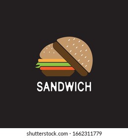 Sandwich logo design vector illustration on black background