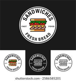 sandwich logo emblem design template illustration