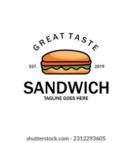 Icono del logotipo del sándwich con un concepto sencillo. Ideal para sándwiches o restaurantes Emblem.