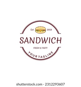 Sandwich Logo Icon with Simple Concept. Perfect for Sandwich or Restaurant Emblem.