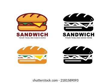 Ilustración vectorial del conjunto de logotipos de sandwich