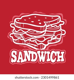 Sandwich Logo Stamp Vector Design of White Bread Sandwich suit for franchise, shop, restaurant and street food branding logo design