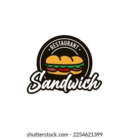 Plantilla de logotipo de sándwich, logotipo de adecuado para restaurante y café