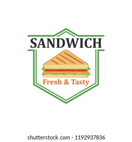 Sandwich Logo Vector with Badge Design. Vintage illustration