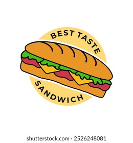 Sandwich logo vector illustration template. Best taste