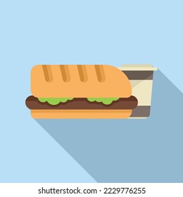 Icono de sandwich de almuerzo vector plano. Comida saludable. Bag