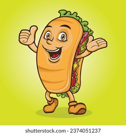 Sandwich Mascot Design Smile Happy by Himawan Rush X