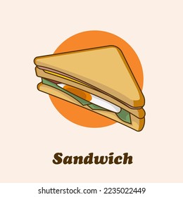 sándwich con carne, huevos y queso, ilustración vectorial