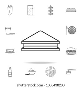 Sandwich with meat and tomatoes line art vector icon. Detailed set of fast food icons. Premium quality graphic design. One of the collection icons for websites, web design, mobile on white background