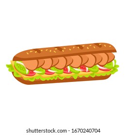 Sandwich. Meatball Sub, Wrap And Traditional Ham And Cheese On Toast. Vector Clip Art Illustration Set. EPS 10