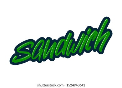 Sandwich modern brush lettering text. Vector illustration logo for print and advertising