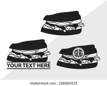 Sandwich monogram SVG Printable Vector Illustration