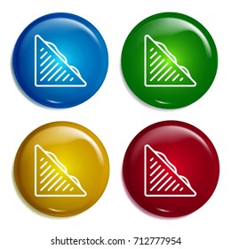 Sandwich multi color gradient glossy badge icon set. Realistic shiny badge icon or logo mockup