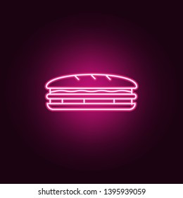 Sandwich neon icon. Elements of fast food set. Simple icon for websites, web design, mobile app, info graphics