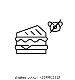 Sandwich with no pork symbol. Fast food. Takeaway and delivery. Diet restrictions. Restaurant menu. Pixel perfect, editable stroke vector icon