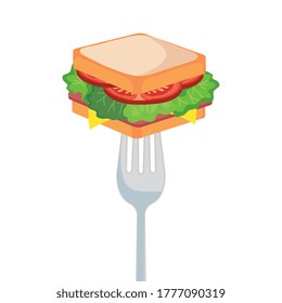 sandwich on fork design, food eat restaurant and menu theme Vector illustration