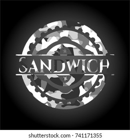 Sandwich on grey camouflaged pattern