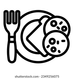 Sandwich on a plate line icon. Dinner vector illustration isolated on white. Bread with sausage outline style designed for and app.