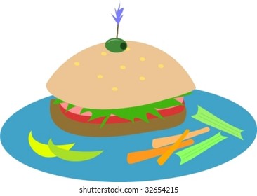 Sandwich on a Plate Vector