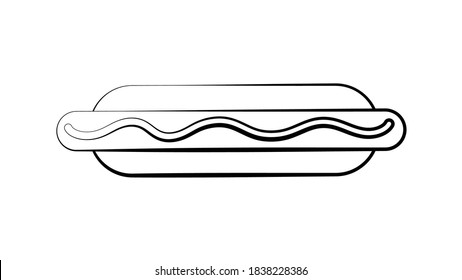 sandwich on a white background, vector illustration. bun with sausage, ketchup, mustard. hearty filling, a harmful dish. delicacy for children and adults. delicious lunch.