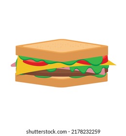 Sandwich On White Background. Vector Illustration