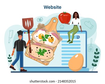 Sandwich online service or platform. Toast with ham, turkey or bacon, cheese, salad and tomatoes. Delicious lunch snack. Website. Flat vector illustration