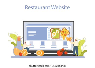Sandwich online service or platform. Variety of delicious toasts for breakfast. Delicious lunch snack. Website. Flat vector illustration