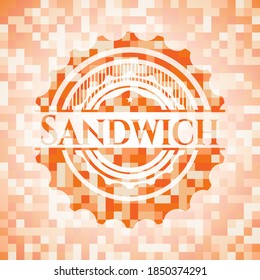 Sandwich orange mosaic emblem. Vector Illustration. Detailed. 