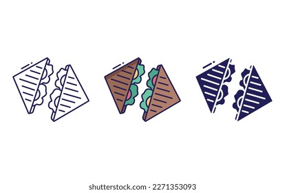 Sandwich outline and solid vector icon