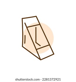 Sandwich packaging black line icon. Takeout fastfood container. Take away package.
