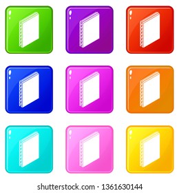 Sandwich panel icons set 9 color collection isolated on white for any design
