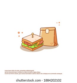 Sandwich With Paper Bags. Vector Illustration.